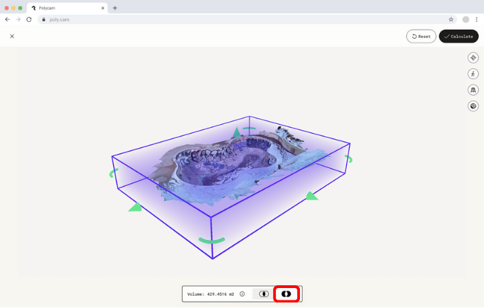 Pile of dirt with purple highlight visualization