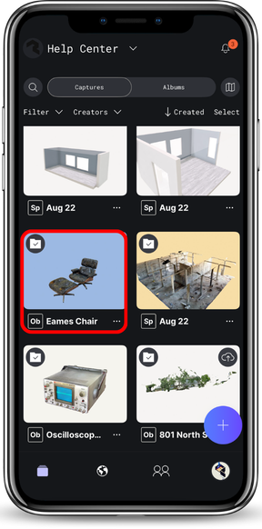 Save button on the capture screen
