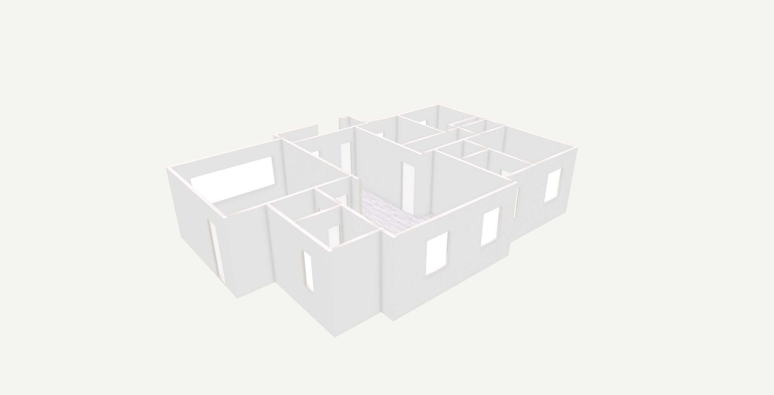 3D model generated from the digitized floorplan